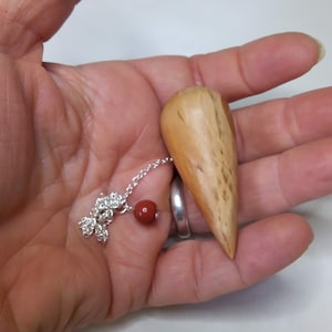 Wooden Dowsing Pendulum Hawthorn Wood handturned with your choice of crystal bead