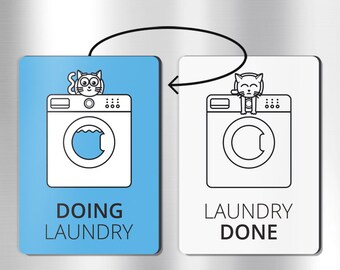 Reversible clean dirty laundry magnet: clean dirty laundry sign, laundry magnet, laundry gift, clean dirty laundry, clean dirty laundry