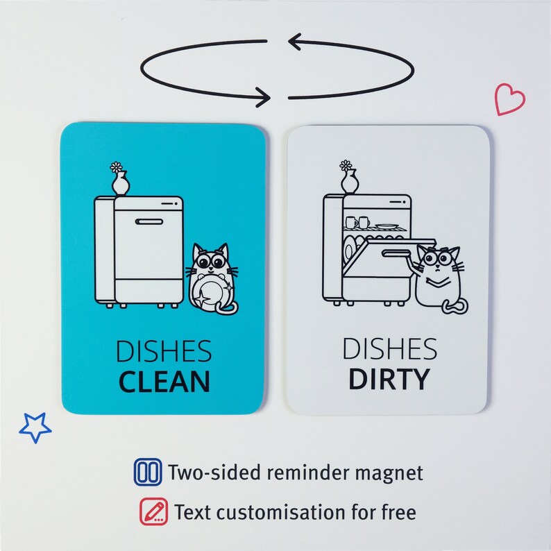 Clean dirty dishwasher magnet Funny dish washer reminder | Etsy