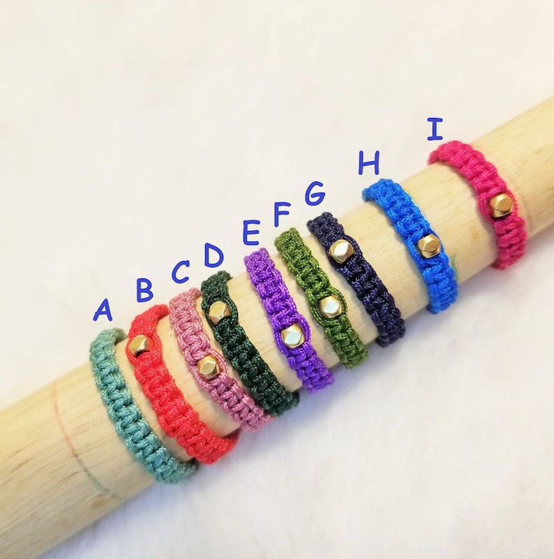 Custom HANDMADE faceted brass bead lucky rope knot Ring 9 different color