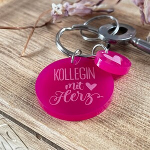 Colleague with heart Acrylic keychain Pink