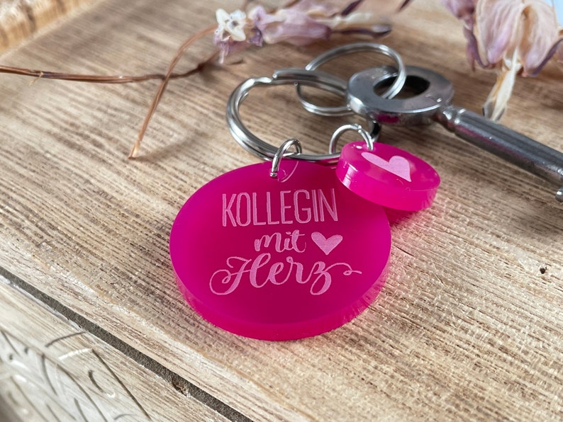 Colleague with heart Acrylic keychain Pink