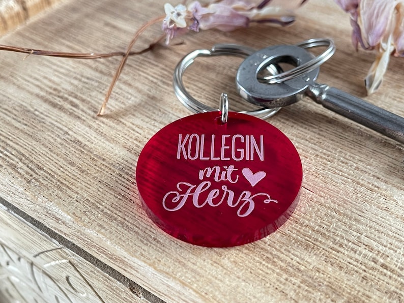 Colleague with heart Acrylic keychain Weinrot