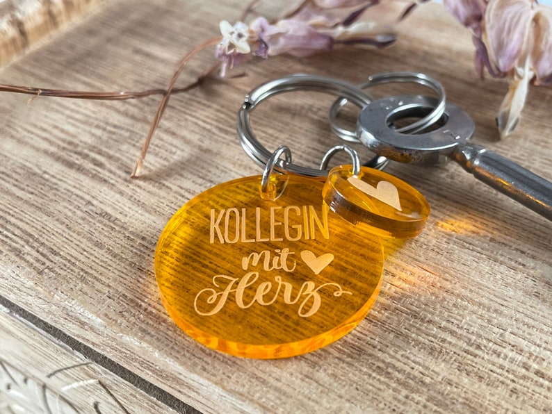 Colleague with heart Acrylic keychain Gelb