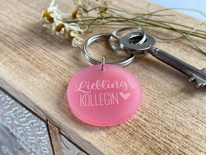 Lieblings-Kollegin mit Herz Schlüsselanhänger aus Acryl Rosé