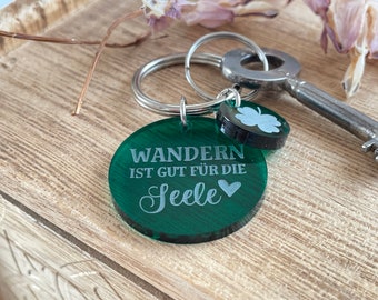 Hiking is good for the soul with shamrock | Acrylic keychain