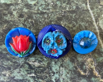 Blue Button Brooch