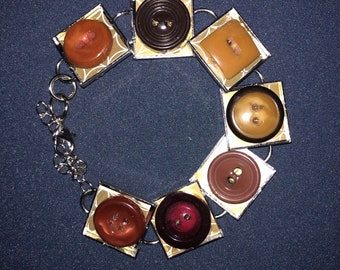 Brown Vintage Button Bracelet