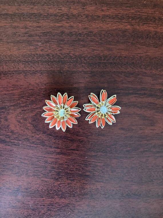 Orange Floral Earrings