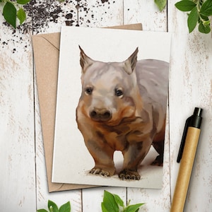 Tarjeta de felicitación Wombat - animal divertido, regalo, vintage, exótico, australiano, lindo
