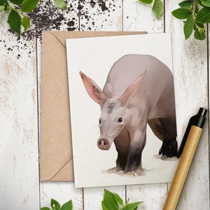 Cartão de felicitações Aardvark - animal estranho, presente, vintage, exótico