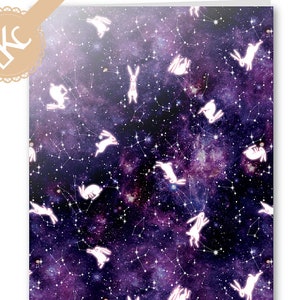 Galaxy Rabbits-wenskaart - ruimte, schattig