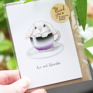 Carte de voeux de fierté LGBTQ ASEXUELLE - mignon lapin vintage