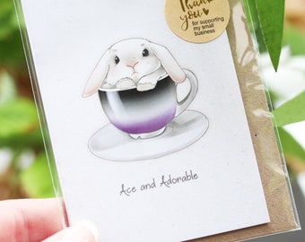 ASEXUAL LGBTQ Pride Greetings card - cute vintage bunny