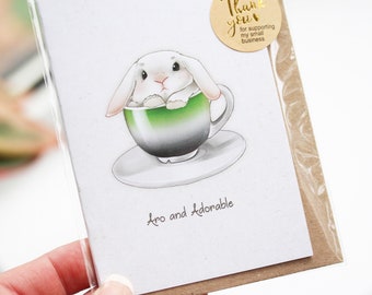 AROMANTIC LGBTQ Pride Greetings card - cute vintage bunny