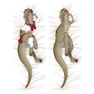 Sexy Velociraptor Dinosaur Dakimakura Body Hug Pillow Case Double sided image 2