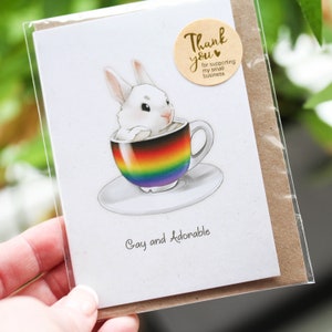 GAY LGBTQ Pride Wenskaart - schattig vintage konijntje