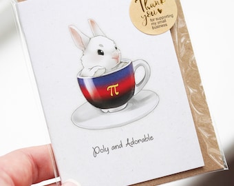 POLYSEXUAL LGBTQ Pride Greetings card - cute vintage bunny