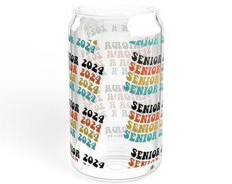 class of 2024 sipper Glass can, 16oz sipper glass can, 2024 graduation gifts, gifts for seniors, gifts for graduation, glass can with lid,