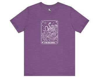The Reader Tarot Card t-shirt, shirts for bibliophiles. shirts for avid readers, gifts for readers, gifts for book fans, era tshirt
