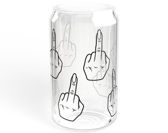Middle finger outline sipper Glass, 16oz sipper glass, 16oz middle finger, middle finger gifts, f you gifts, glass drinkware