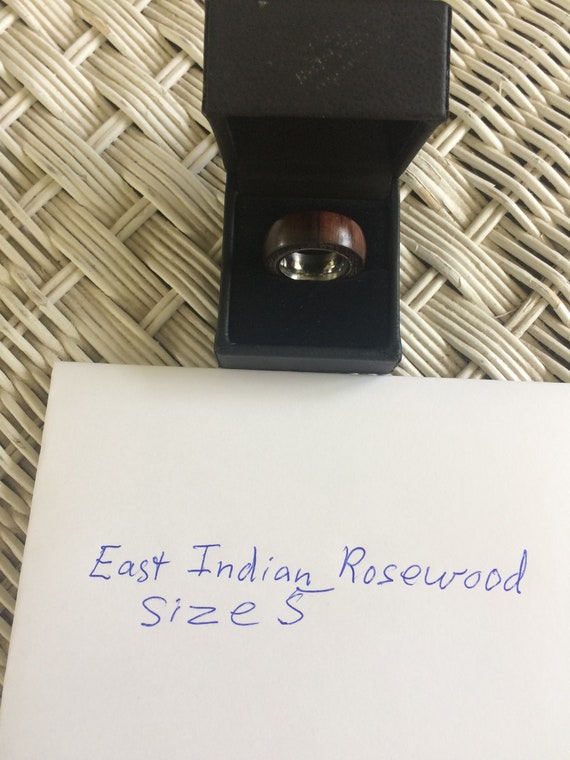 Ring, East Indian Rosewood, Stainless steel core, size 5
