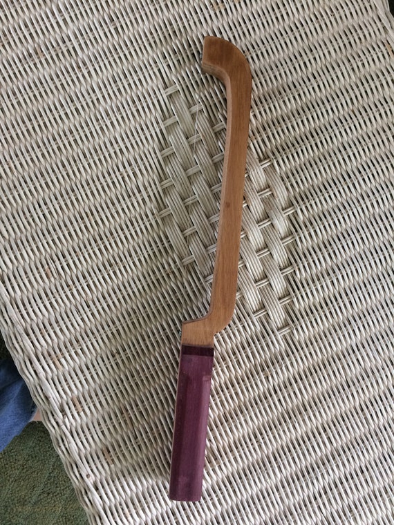 Knife, Bread with natural Mahogany and Purpleheart wood frame and handle