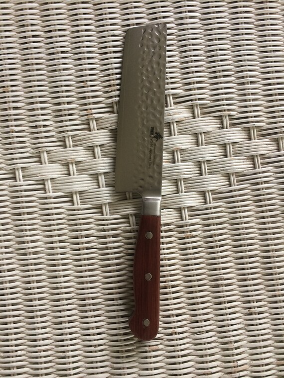 Knife, Vegetable, hammered stainless steel blade with Bubinga wood handle