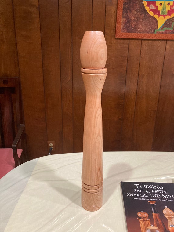 Pepper/Salt/Herb Mill Crush Grind in Cherry wood 22" tall