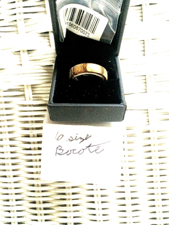 Ring, Bocote wood, Stainless steel core, size 6