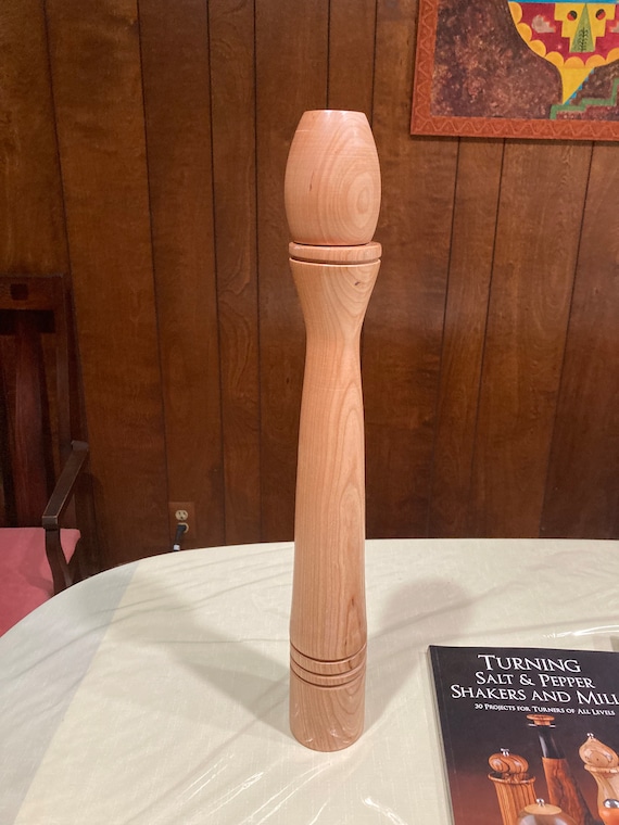 Pepper/Salt/Herb Mill Crush Grind in Cherry wood 22" tall