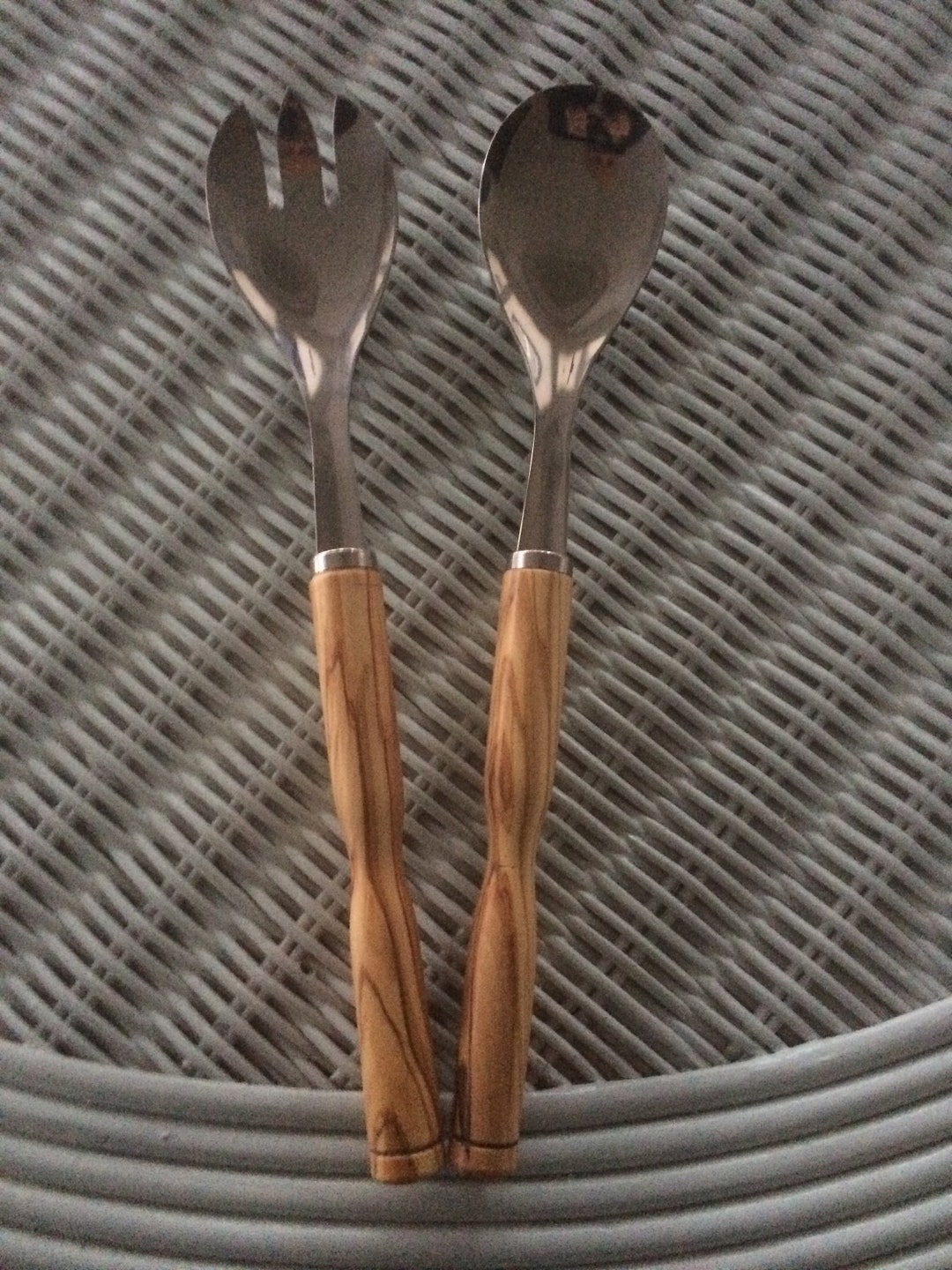 Salad Fork and Spoon Set With Olive Wood Handles Etsy