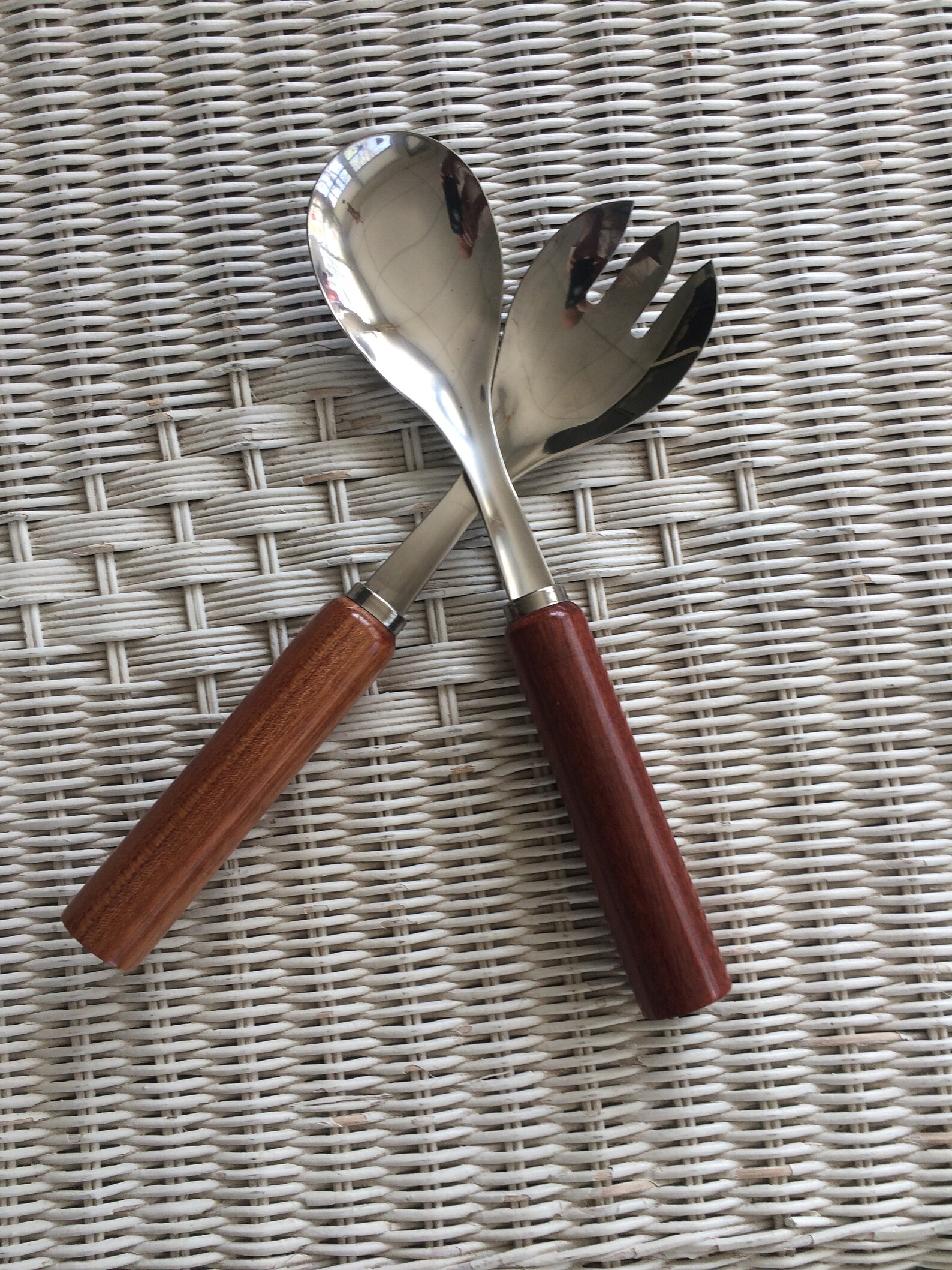 Salad Fork and Spoon Set With Bloodwood Handles Etsy