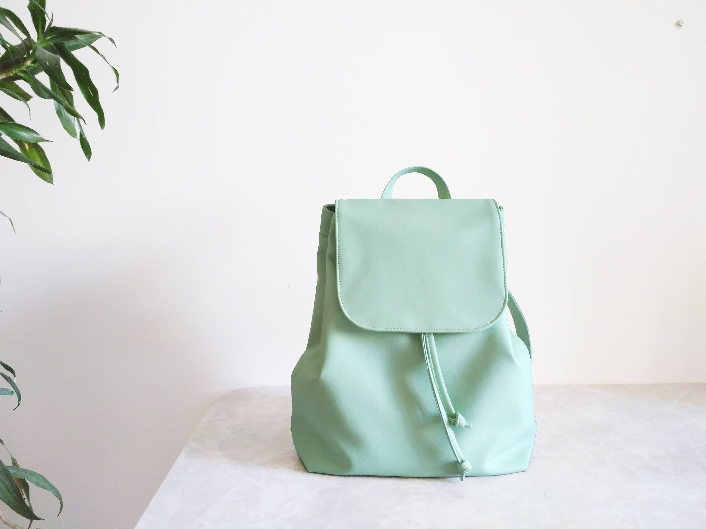 Backpack mint green Women backpack Vegan leather backpack Etsy