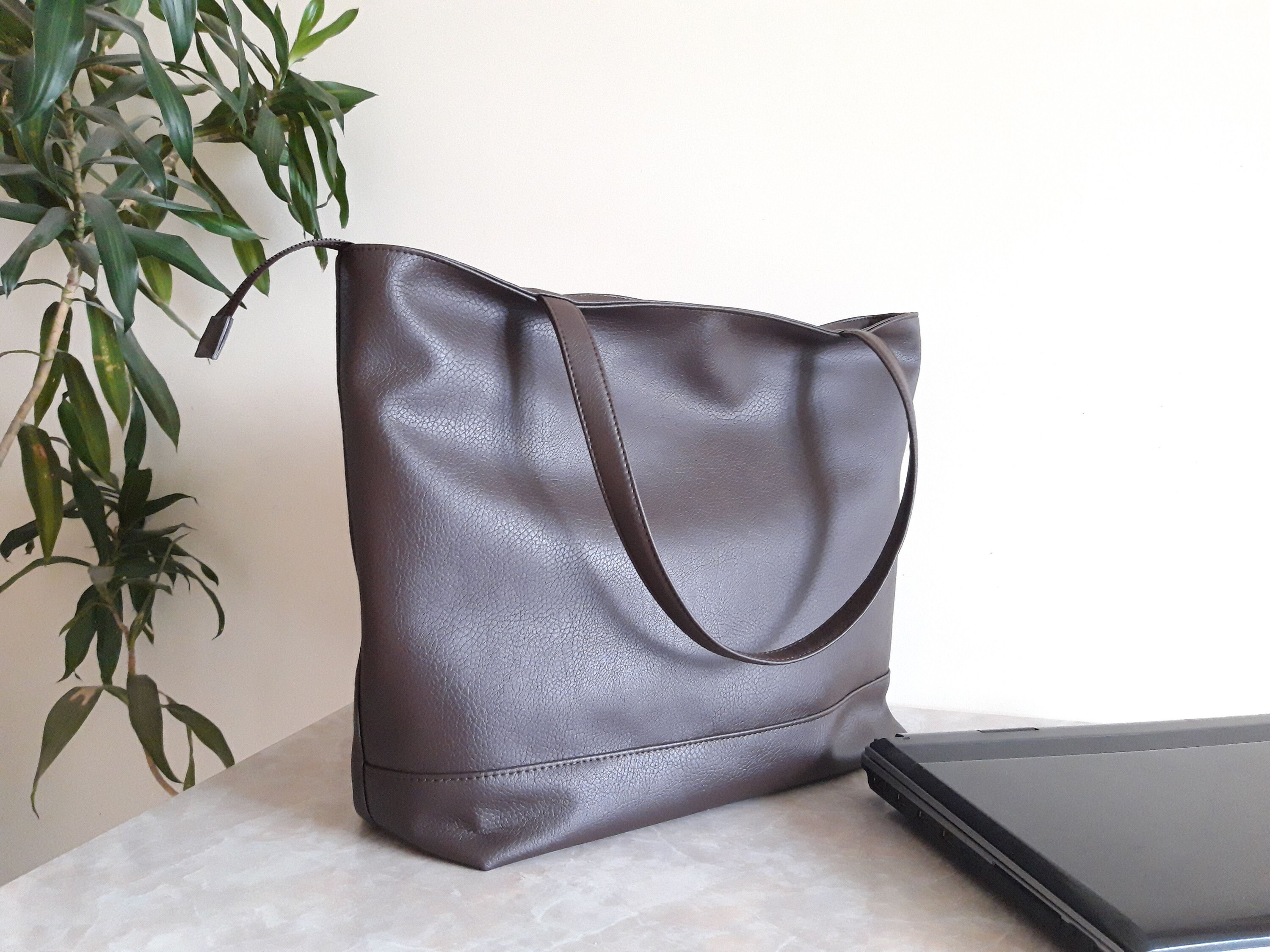 Laptop bag women Vegan leather bag Shoulder bag Large tote Etsy