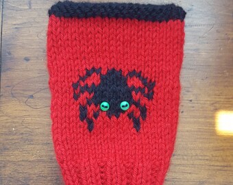 Fingerless Red spider Halloween or Costume Mitts