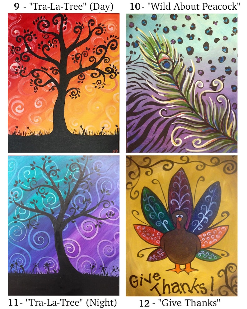 Printable DIY Paint and Sip Party Instructions Video and Etsy