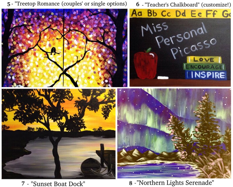 Printable DIY Paint and Sip Party Instructions Video and Etsy