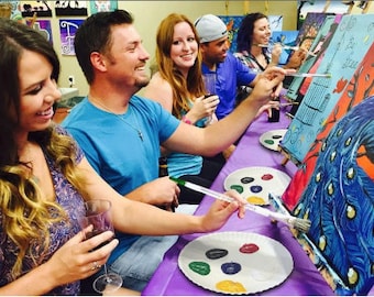 Instrucciones, videos y recursos para fiestas de pintura y bebidas que puedes imprimir tú mismo
