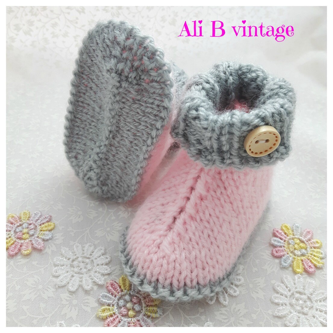 Baby girl boots girl bootees Baby boots pink Knitted Boots Etsy
