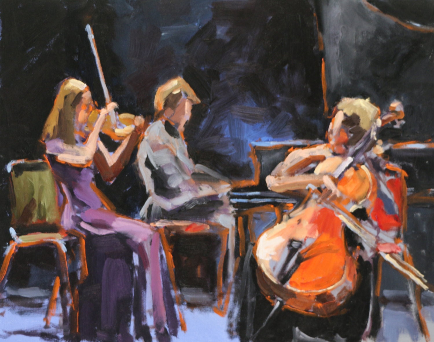 Violin Cello and Piano Trio Oil Painting 14x18 inch framed Etsy