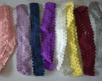 15 fasce per capelli in pizzo elasticizzato Picot Lace Elastic-1"-Fasce per capelli per neonati