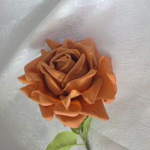 Large Burnt Orange Real Touch Roses with Stems