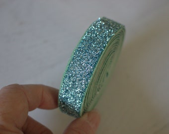 5/8" fluwelen glitter/fonkeling elastisch-groen-2 1/2 yards