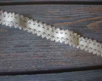 1" Elastic with Eyelet Edging- Red or White