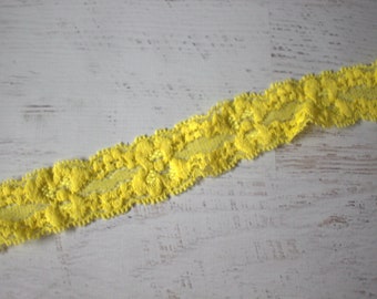 Pizzo elastico: 1 pollice, pizzo elasticizzato, 3 1/2 iarde, giallo brillante