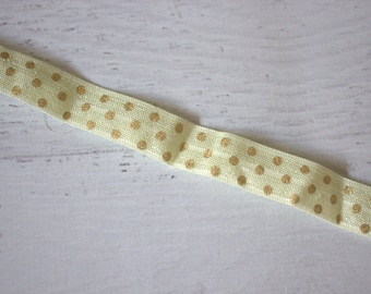 5/8" Foldover Elastic - Ivoor met kleine gouden metallic stippen-10+ yards