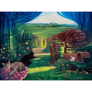 Peinture psychodélique surréaliste avec des chats et des animaux | Unique en son genre | Art contemporain |