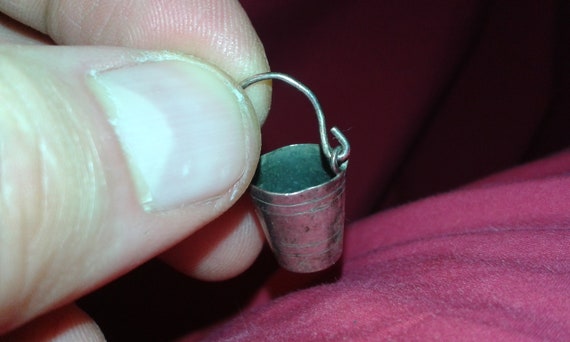 Solid sterling silver bucket charm moving movable… - image 6