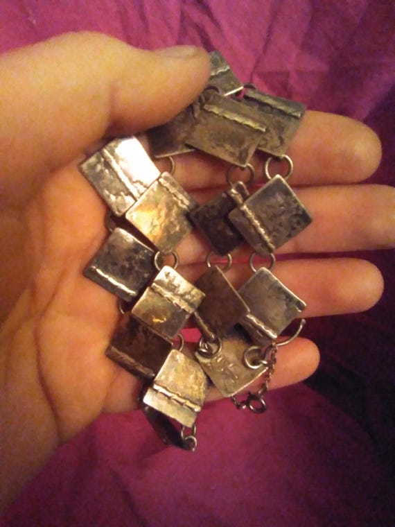 Solid sterling silver - Square polished silver pa… - image 11